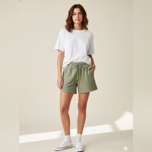 Vintage Cherokee 100% Cotton Waffle Knit Lounge Shorts - Sage Green